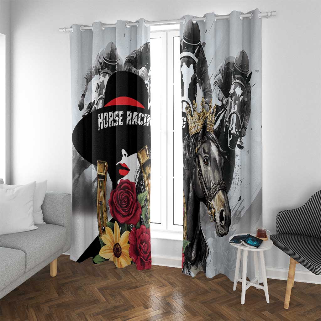 Horse Racing Window Curtain Derby Lady Triple Flowers
