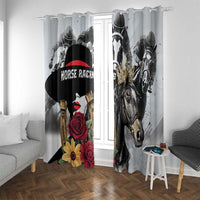 Horse Racing Window Curtain Derby Lady Triple Flowers
