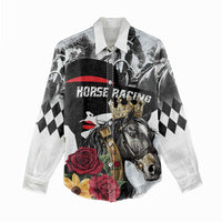 Personalized Horse Racing Women Casual Shirt Derby Lady Triple Flowers
