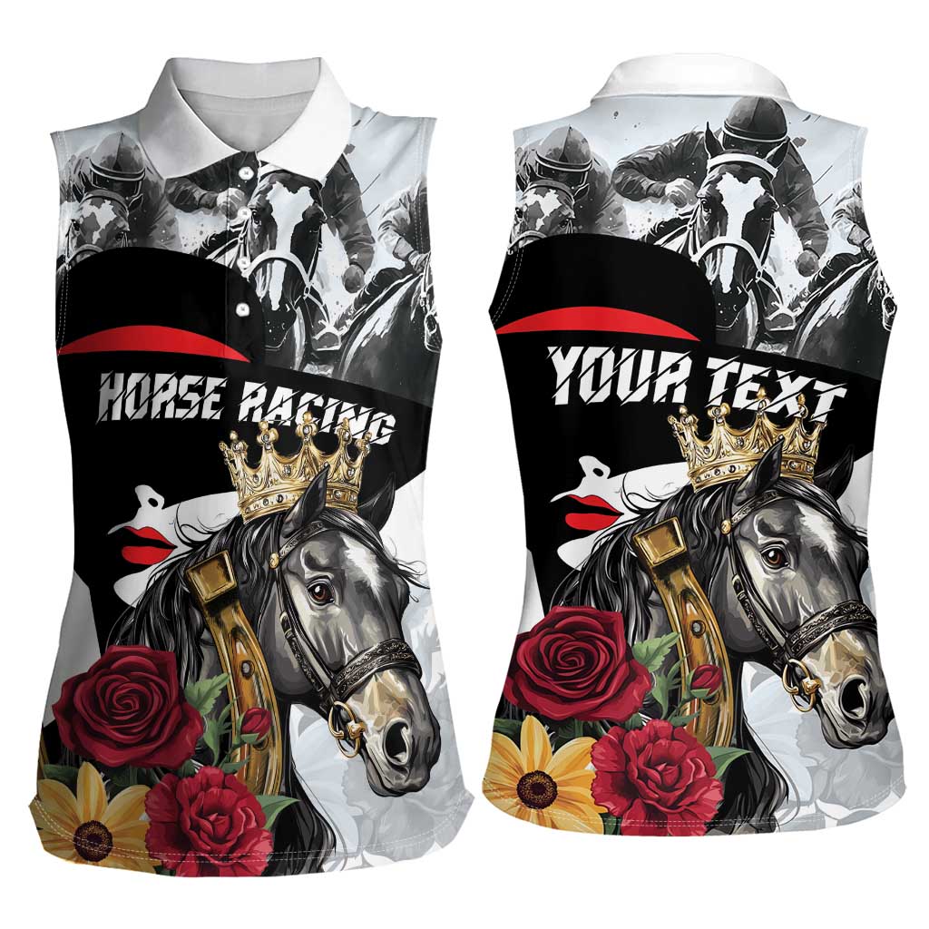 Personalized Horse Racing Women Sleeveless Polo Shirt Derby Lady Triple Flowers