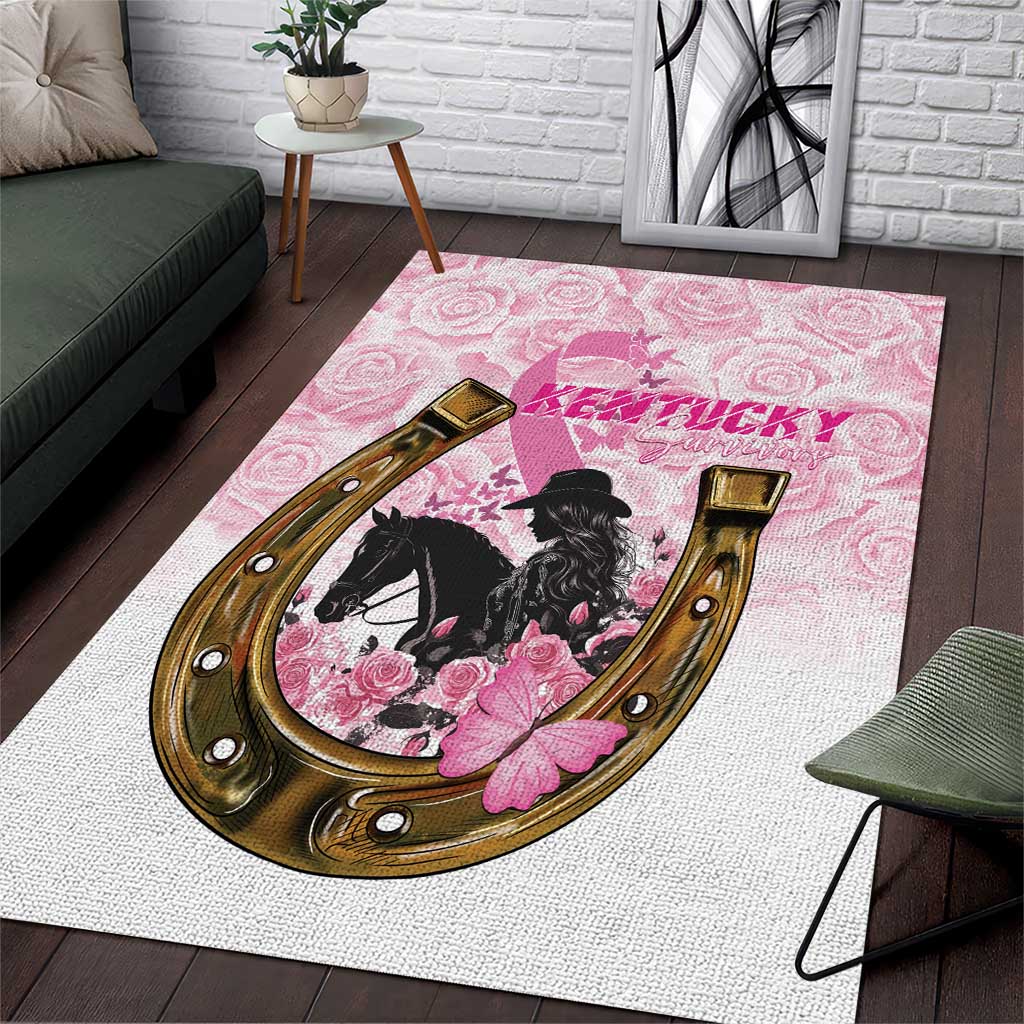 Kentucky Survivors Area Rug Horse Derby Lady Pink Roses