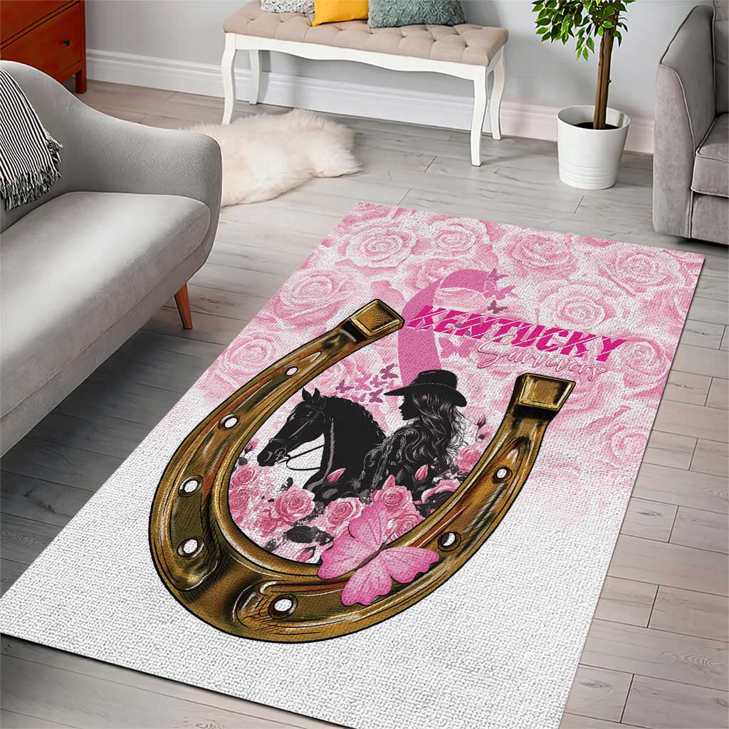 Kentucky Survivors Area Rug Horse Derby Lady Pink Roses
