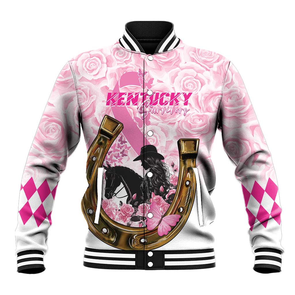 Personalized Kentucky Survivors Baseball Jacket Horse Derby Lady Pink Roses