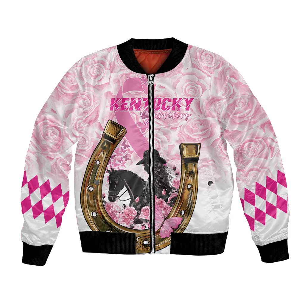 Personalized Kentucky Survivors Bomber Jacket Horse Derby Lady Pink Roses