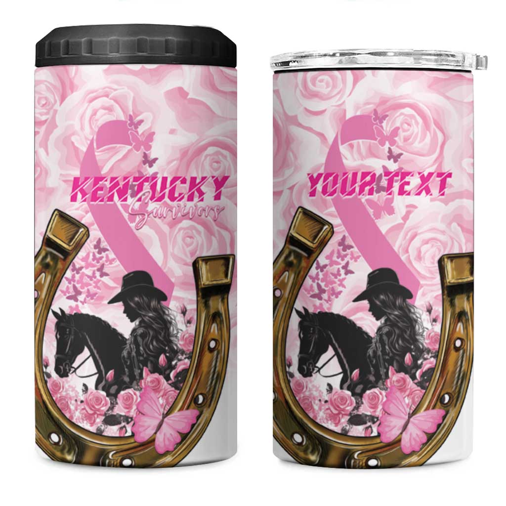 Personalized Kentucky Survivors 4 in 1 Can Cooler Tumbler Horse Derby Lady Pink Roses