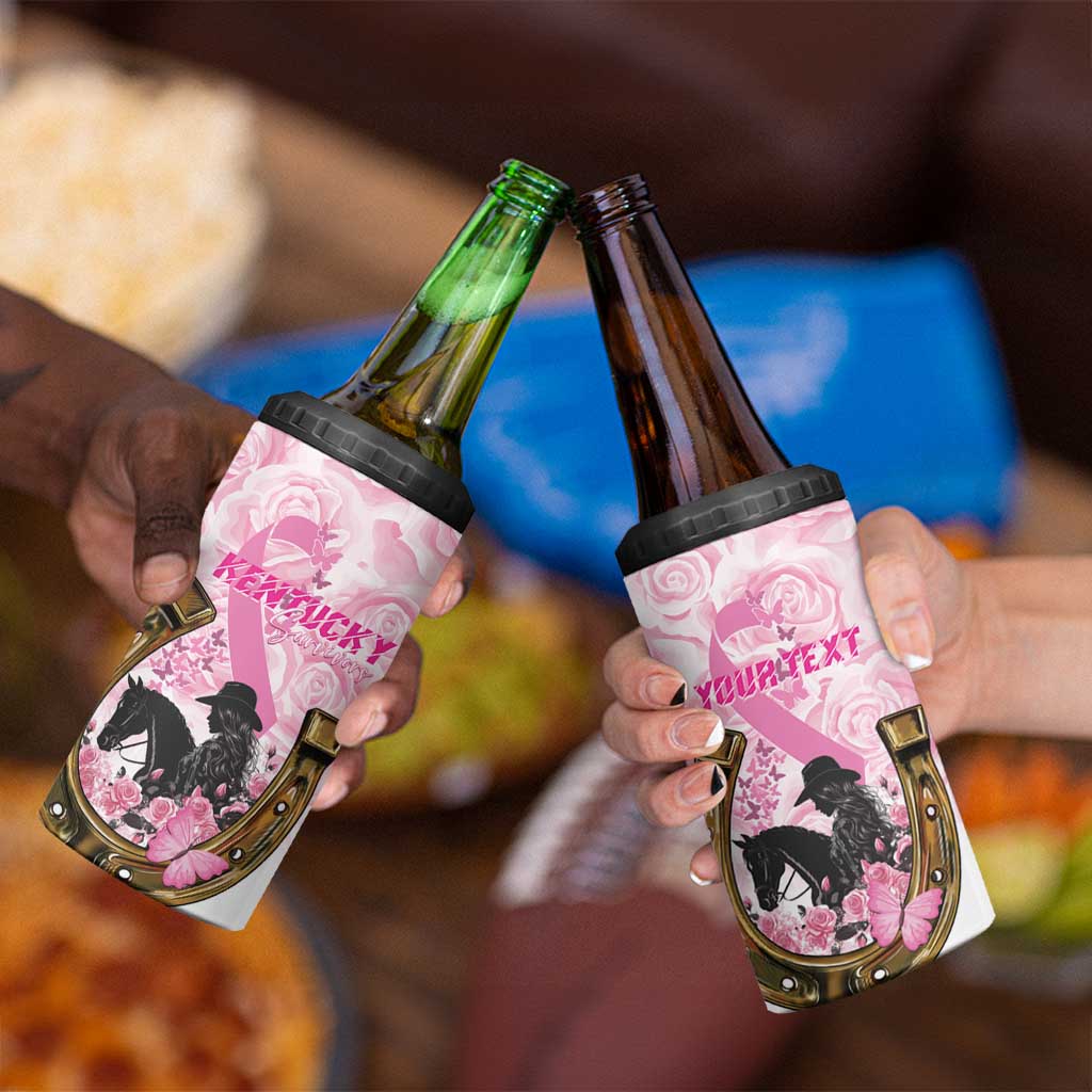 Personalized Kentucky Survivors 4 in 1 Can Cooler Tumbler Horse Derby Lady Pink Roses