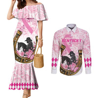 Personalized Kentucky Survivors Couples Matching Mermaid Dress and Long Sleeve Button Shirt Horse Derby Lady Pink Roses
