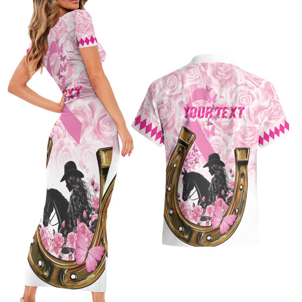 Personalized Kentucky Survivors Couples Matching Short Sleeve Bodycon Dress and Hawaiian Shirt Horse Derby Lady Pink Roses