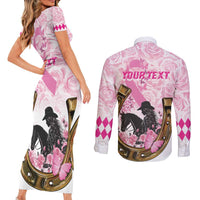Personalized Kentucky Survivors Couples Matching Short Sleeve Bodycon Dress and Long Sleeve Button Shirt Horse Derby Lady Pink Roses
