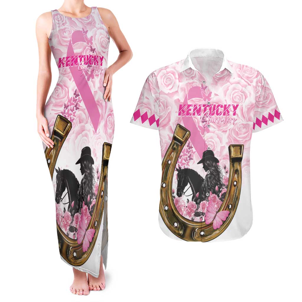 Personalized Kentucky Survivors Couples Matching Tank Maxi Dress and Hawaiian Shirt Horse Derby Lady Pink Roses