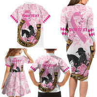 Personalized Kentucky Survivors Family Matching Long Sleeve Bodycon Dress and Hawaiian Shirt Horse Derby Lady Pink Roses