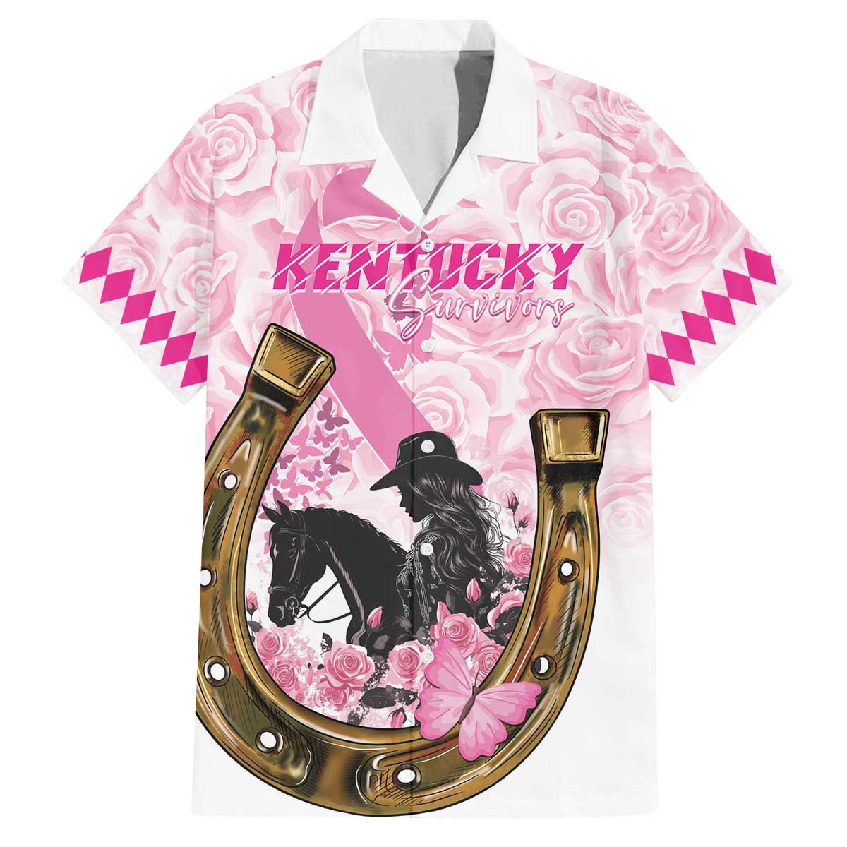 Personalized Kentucky Survivors Family Matching Off The Shoulder Long Sleeve Dress and Hawaiian Shirt Horse Derby Lady Pink Roses