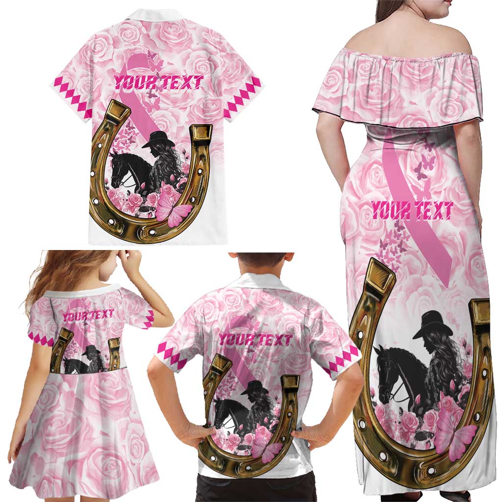 Personalized Kentucky Survivors Family Matching Off Shoulder Maxi Dress and Hawaiian Shirt Horse Derby Lady Pink Roses