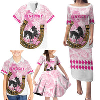 Personalized Kentucky Survivors Family Matching Puletasi and Hawaiian Shirt Horse Derby Lady Pink Roses
