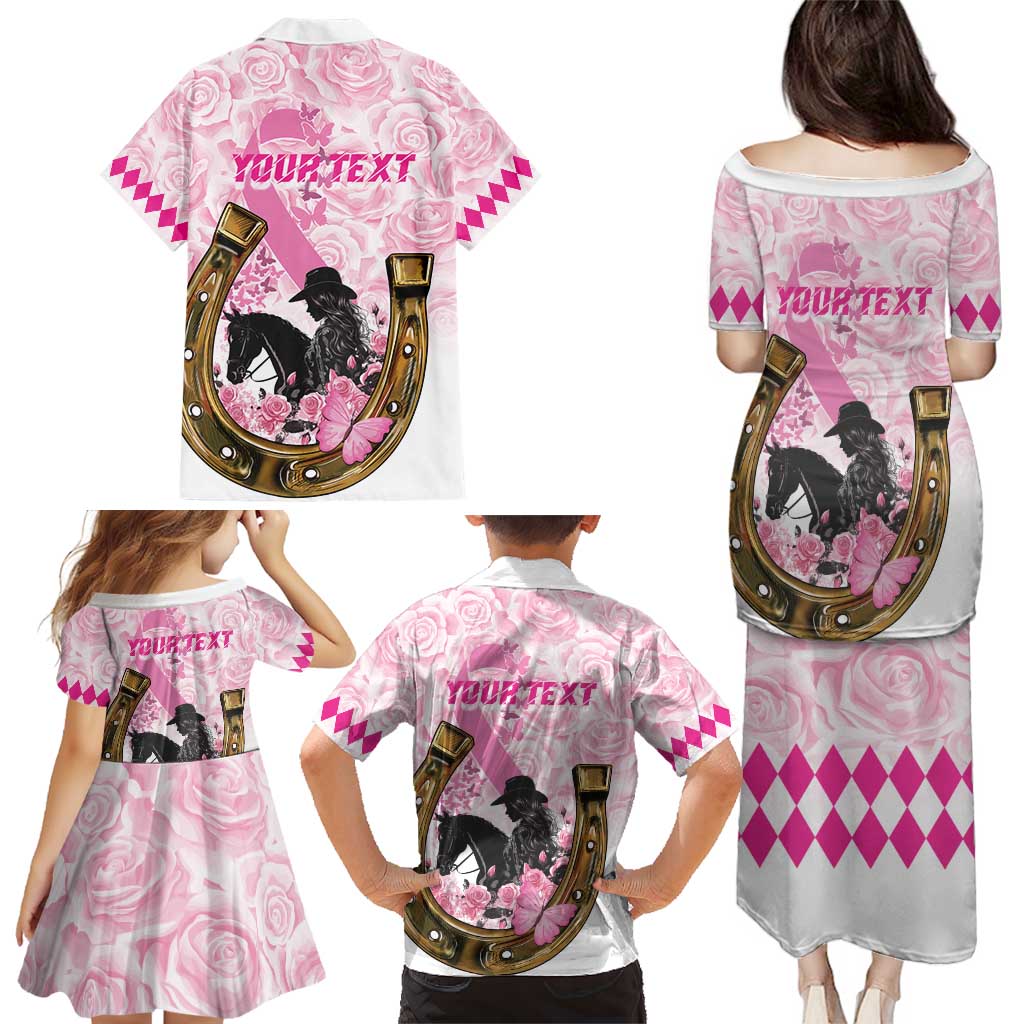 Personalized Kentucky Survivors Family Matching Puletasi and Hawaiian Shirt Horse Derby Lady Pink Roses