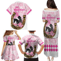 Personalized Kentucky Survivors Family Matching Puletasi and Hawaiian Shirt Horse Derby Lady Pink Roses