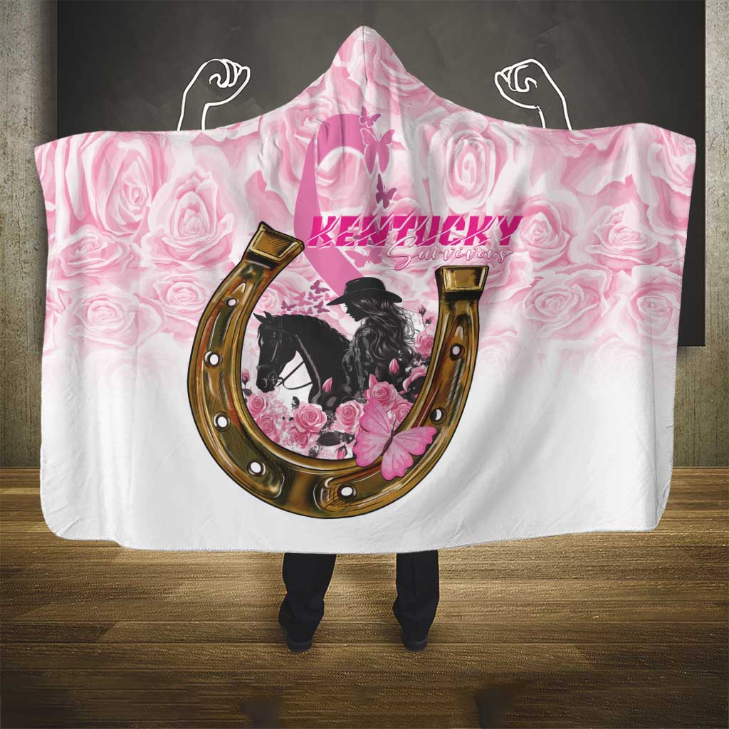 Kentucky Survivors Hooded Blanket Horse Derby Lady Pink Roses