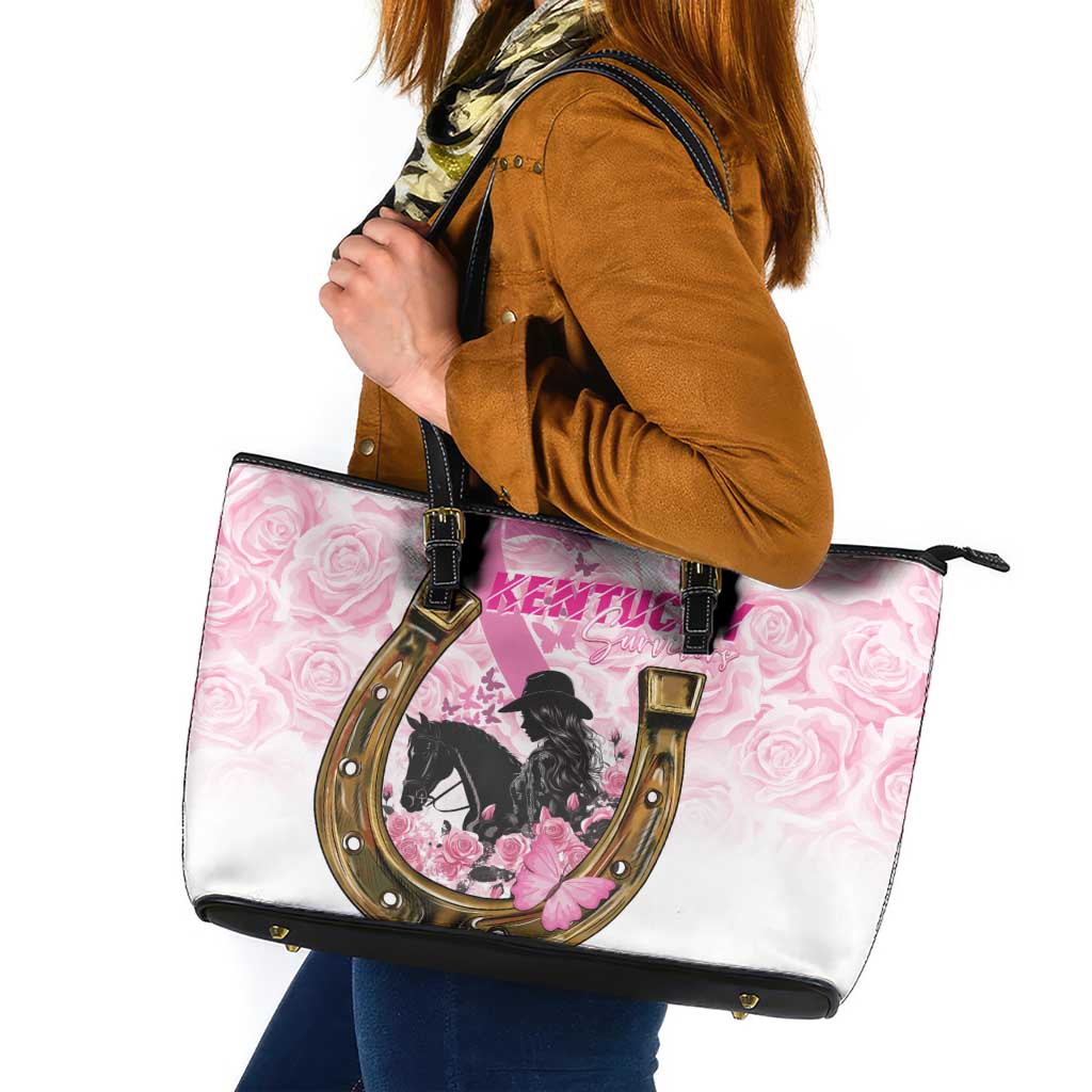 Kentucky Survivors Leather Tote Bag Horse Derby Lady Pink Roses
