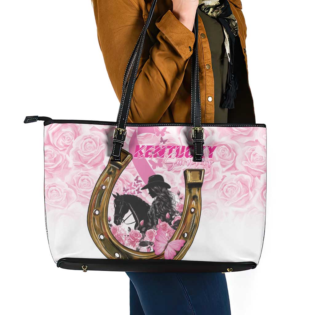 Kentucky Survivors Leather Tote Bag Horse Derby Lady Pink Roses