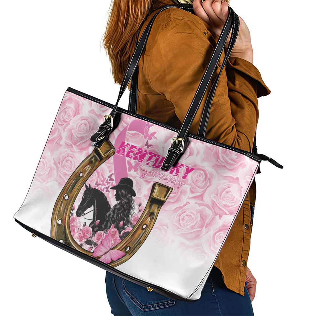 Kentucky Survivors Leather Tote Bag Horse Derby Lady Pink Roses