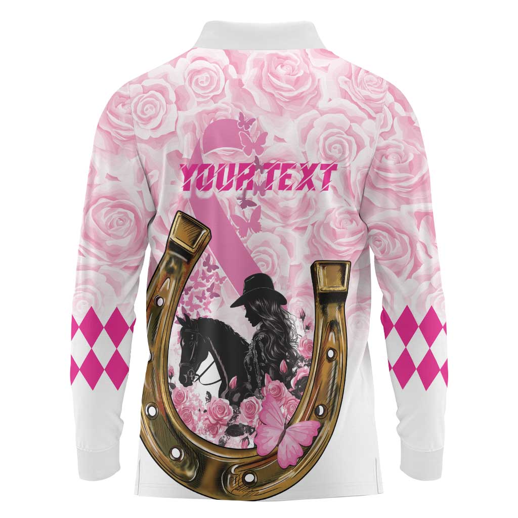 Personalized Kentucky Survivors Long Sleeve Polo Shirt Horse Derby Lady Pink Roses