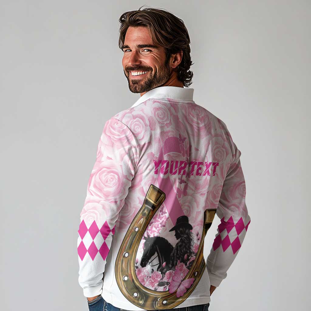 Personalized Kentucky Survivors Long Sleeve Polo Shirt Horse Derby Lady Pink Roses