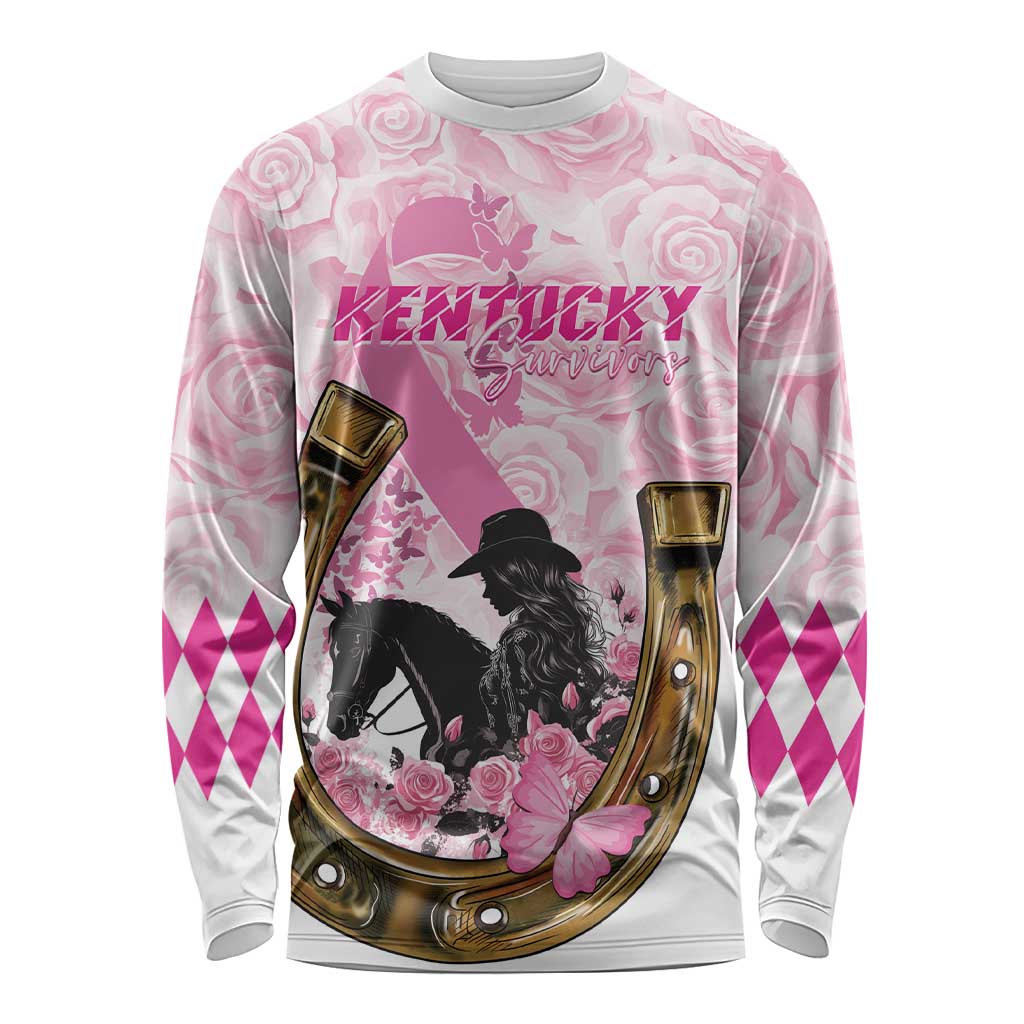 Personalized Kentucky Survivors Long Sleeve Shirt Horse Derby Lady Pink Roses