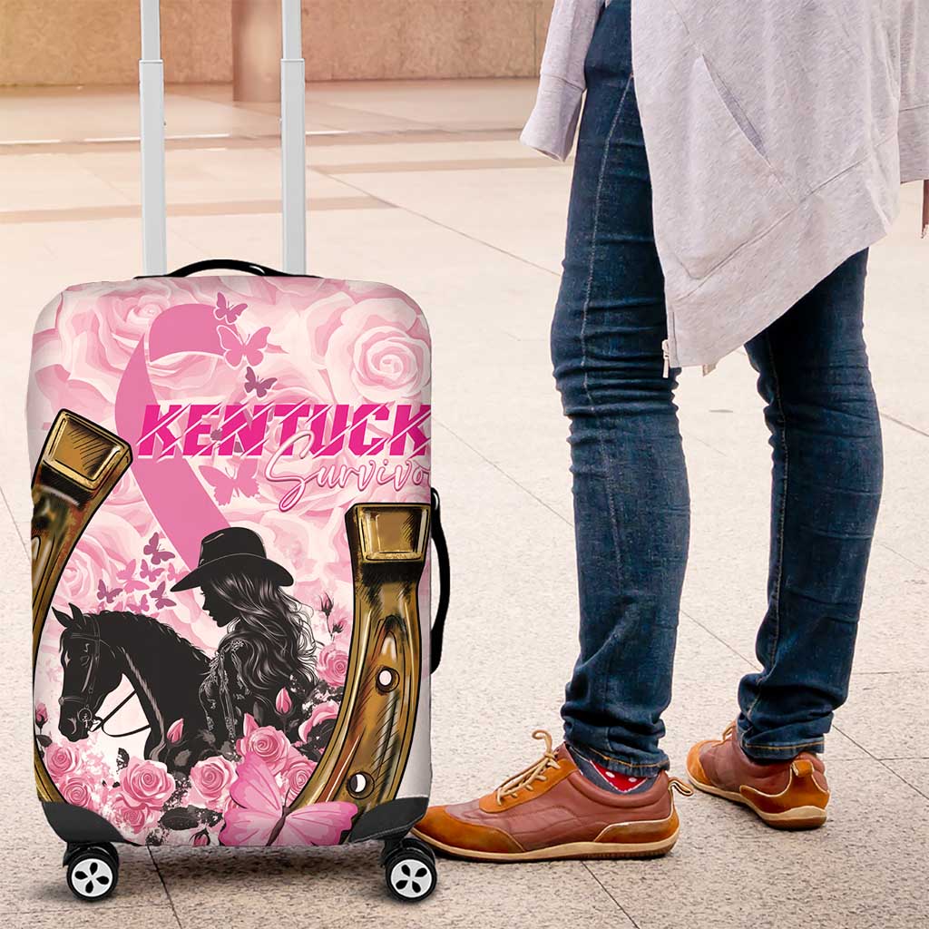 Kentucky Survivors Luggage Cover Horse Derby Lady Pink Roses