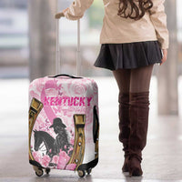 Kentucky Survivors Luggage Cover Horse Derby Lady Pink Roses