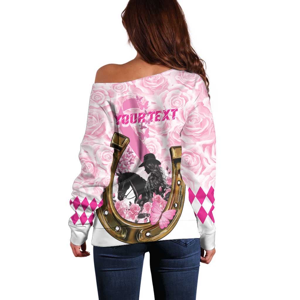 Personalized Kentucky Survivors Off Shoulder Sweater Horse Derby Lady Pink Roses