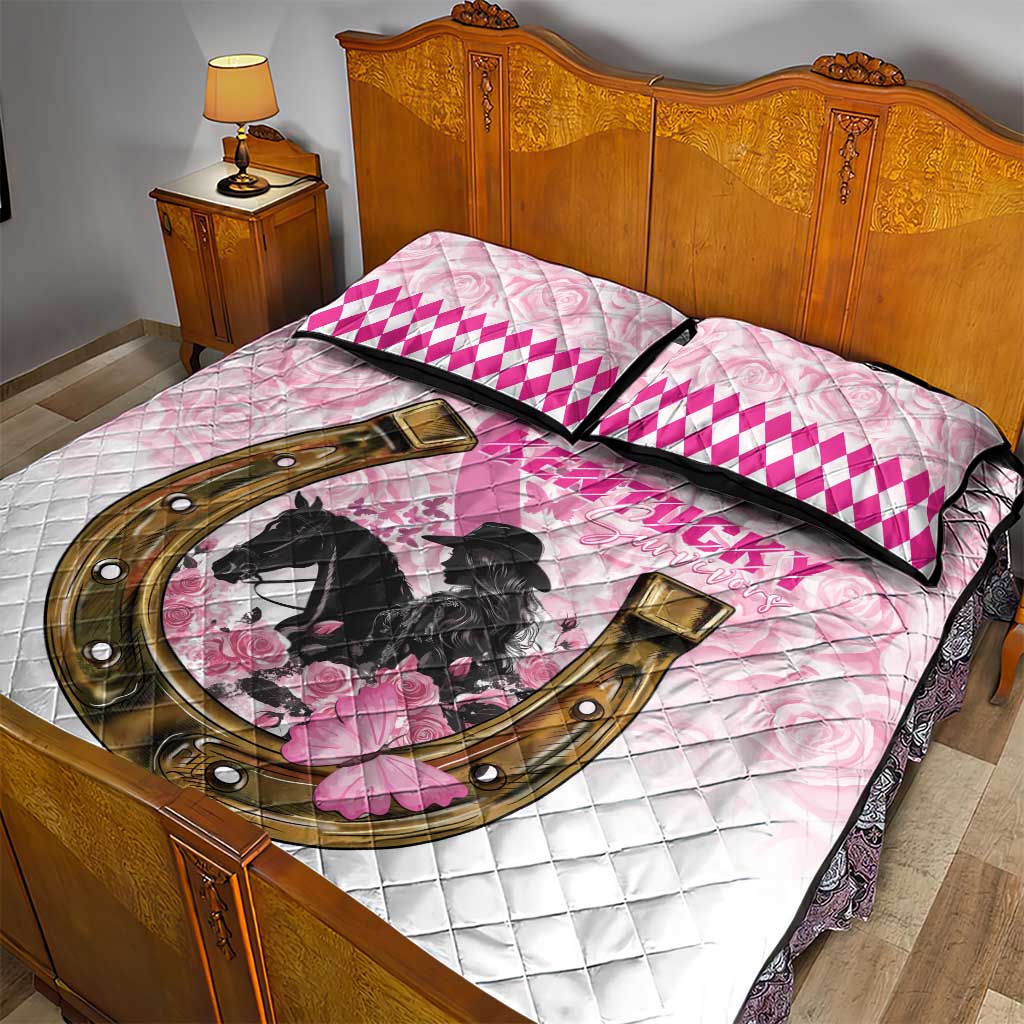 Kentucky Survivors Quilt Bed Set Horse Derby Lady Pink Roses