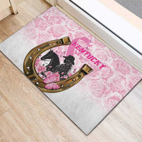 Kentucky Survivors Rubber Doormat Horse Derby Lady Pink Roses