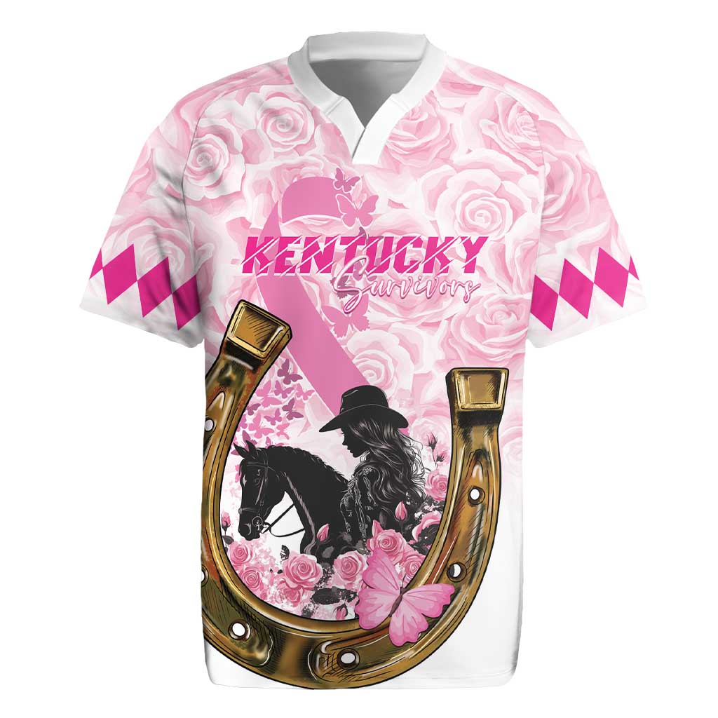 Personalized Kentucky Survivors Rugby Jersey Horse Derby Lady Pink Roses