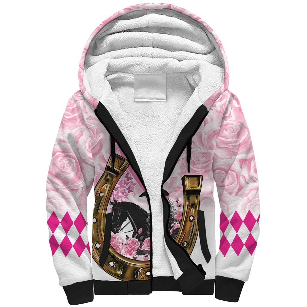 Personalized Kentucky Survivors Sherpa Hoodie Horse Derby Lady Pink Roses
