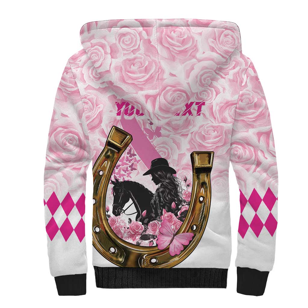 Personalized Kentucky Survivors Sherpa Hoodie Horse Derby Lady Pink Roses