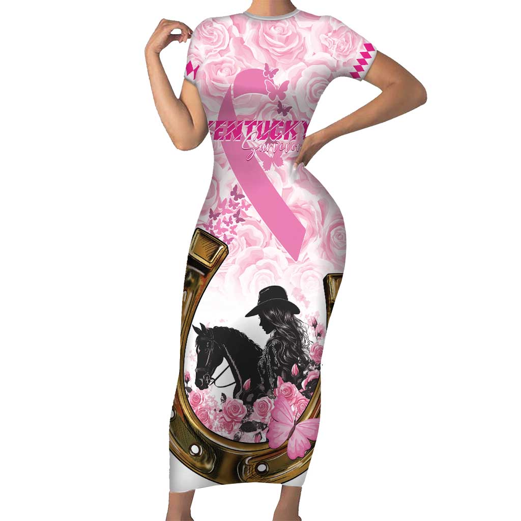 Personalized Kentucky Survivors Short Sleeve Bodycon Dress Horse Derby Lady Pink Roses