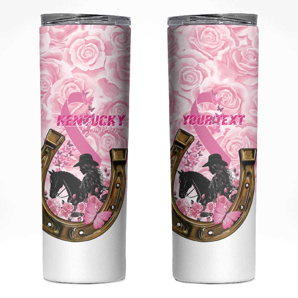 Personalized Kentucky Survivors Skinny Tumbler Horse Derby Lady Pink Roses
