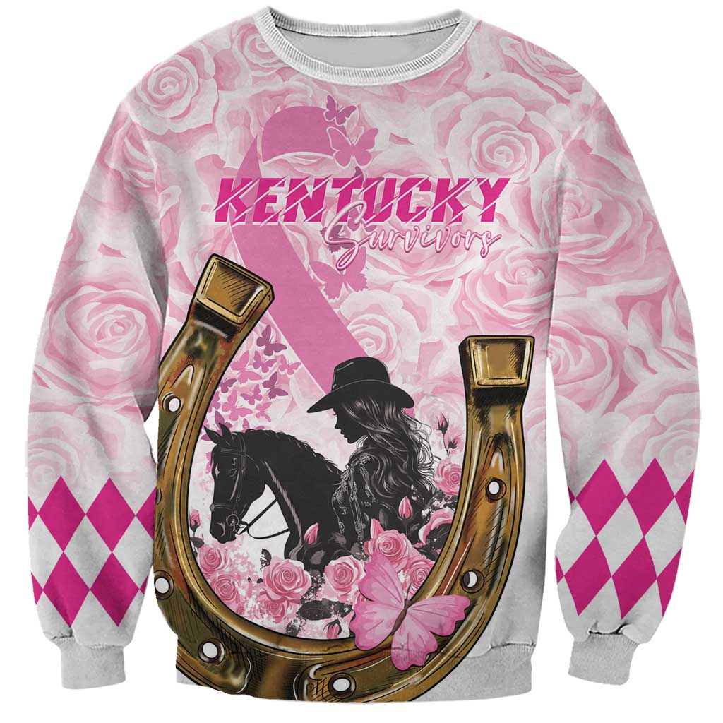 Personalized Kentucky Survivors Sweatshirt Horse Derby Lady Pink Roses