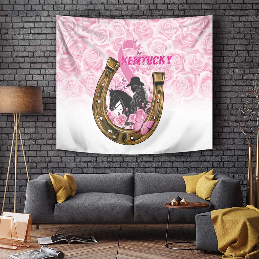Kentucky Survivors Tapestry Horse Derby Lady Pink Roses