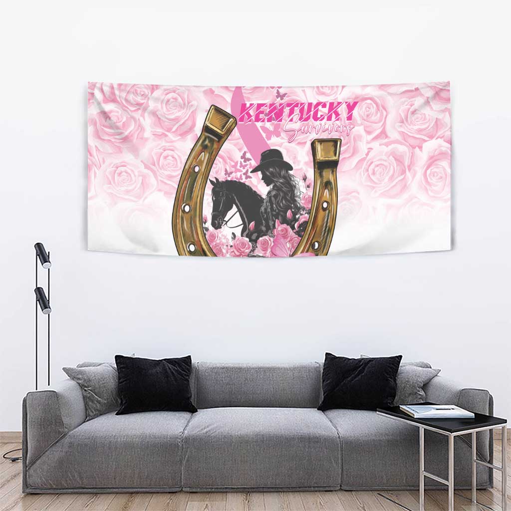 Kentucky Survivors Tapestry Horse Derby Lady Pink Roses