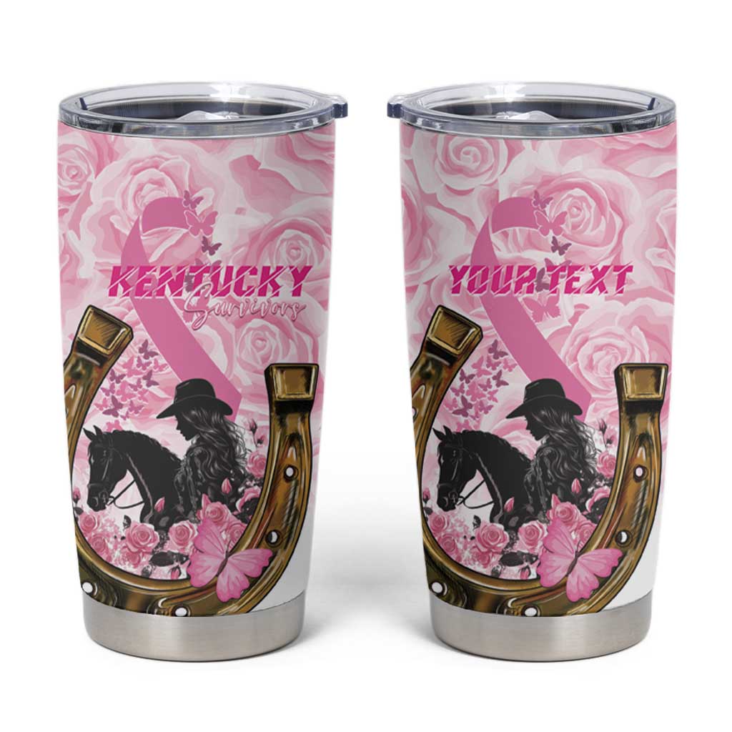 Personalized Kentucky Survivors Tumbler Cup Horse Derby Lady Pink Roses