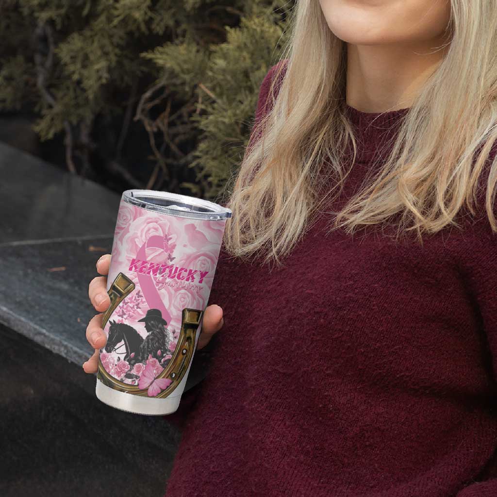 Personalized Kentucky Survivors Tumbler Cup Horse Derby Lady Pink Roses