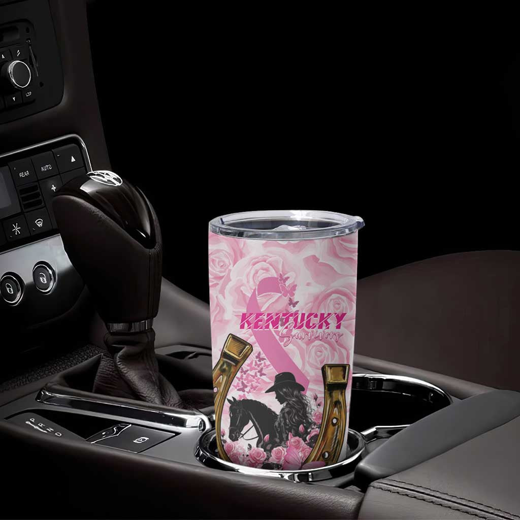Personalized Kentucky Survivors Tumbler Cup Horse Derby Lady Pink Roses