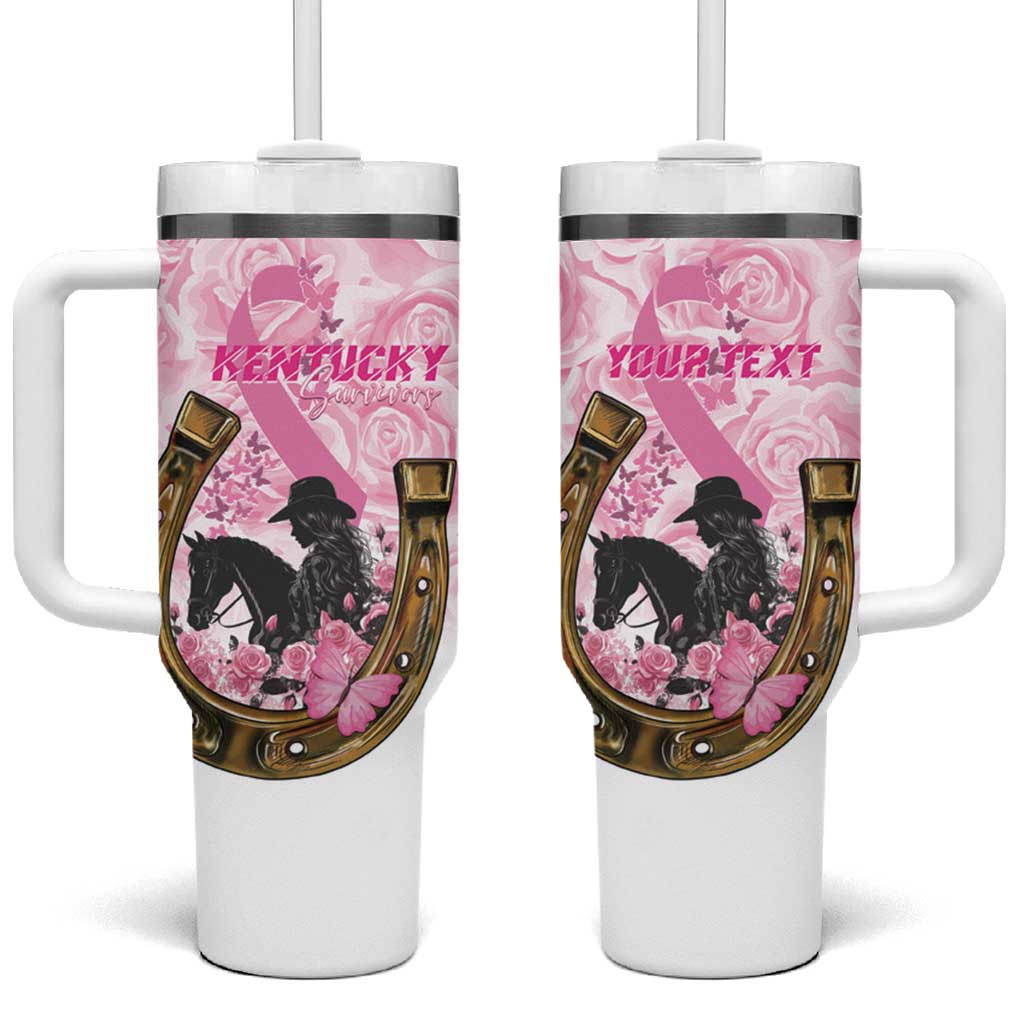 Personalized Kentucky Survivors Tumbler With Handle Horse Derby Lady Pink Roses