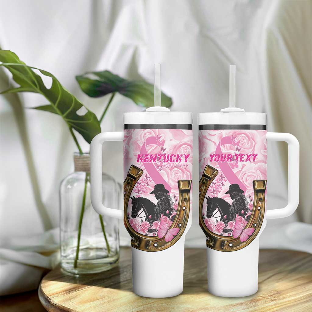 Personalized Kentucky Survivors Tumbler With Handle Horse Derby Lady Pink Roses