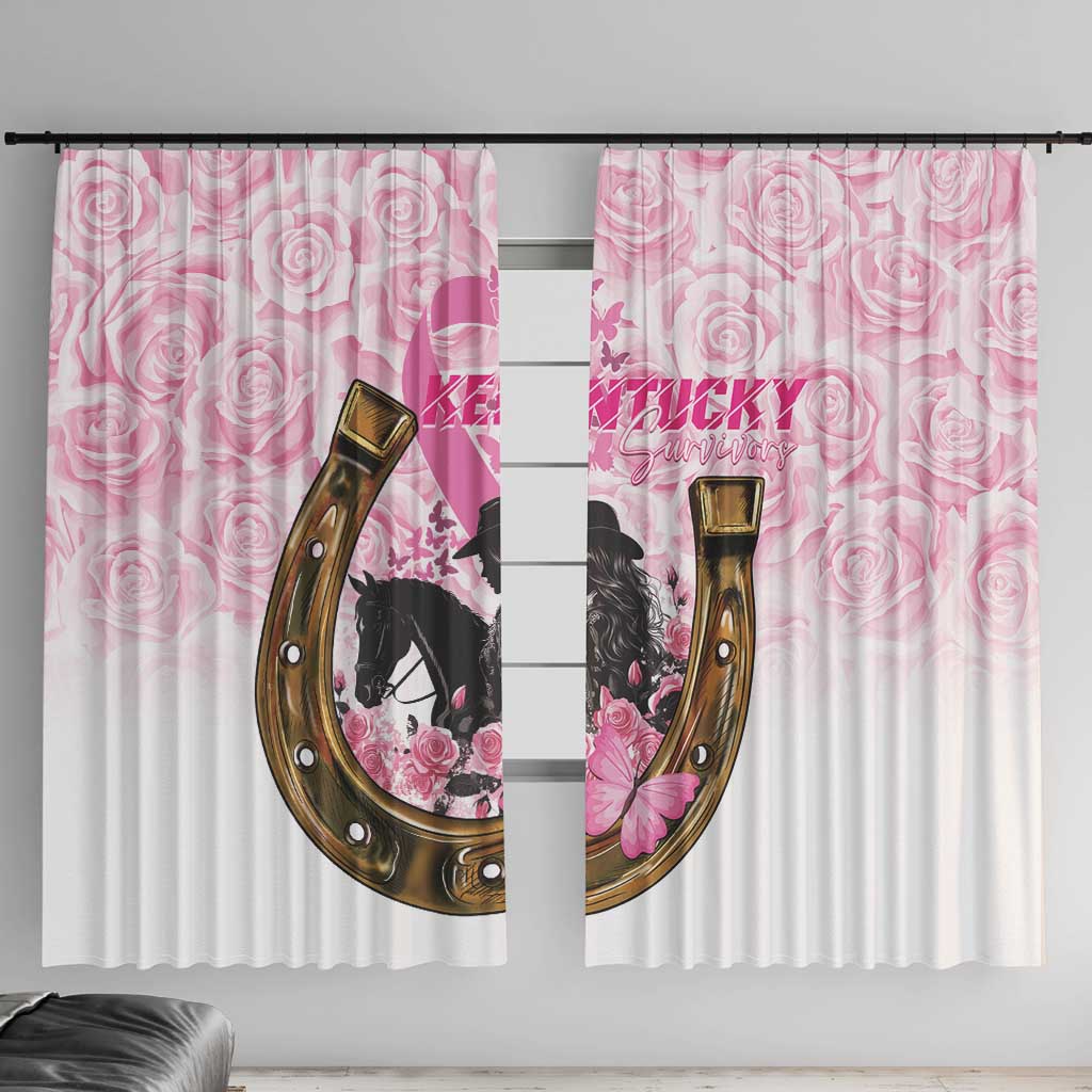 Kentucky Survivors Window Curtain Horse Derby Lady Pink Roses