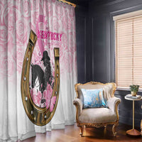 Kentucky Survivors Window Curtain Horse Derby Lady Pink Roses
