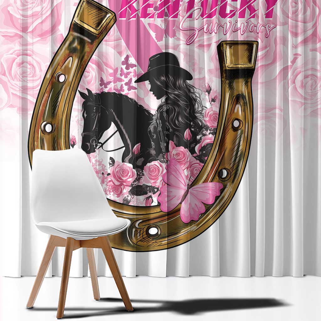 Kentucky Survivors Window Curtain Horse Derby Lady Pink Roses