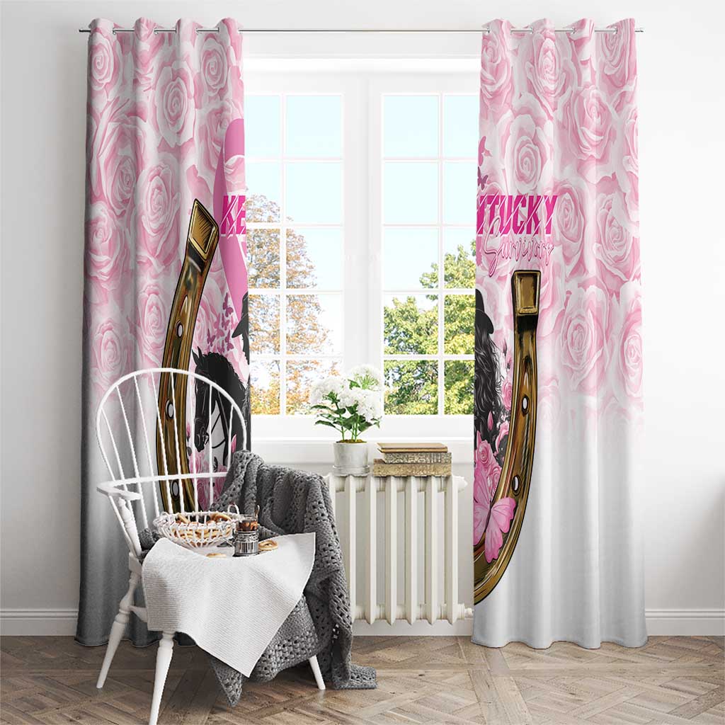 Kentucky Survivors Window Curtain Horse Derby Lady Pink Roses