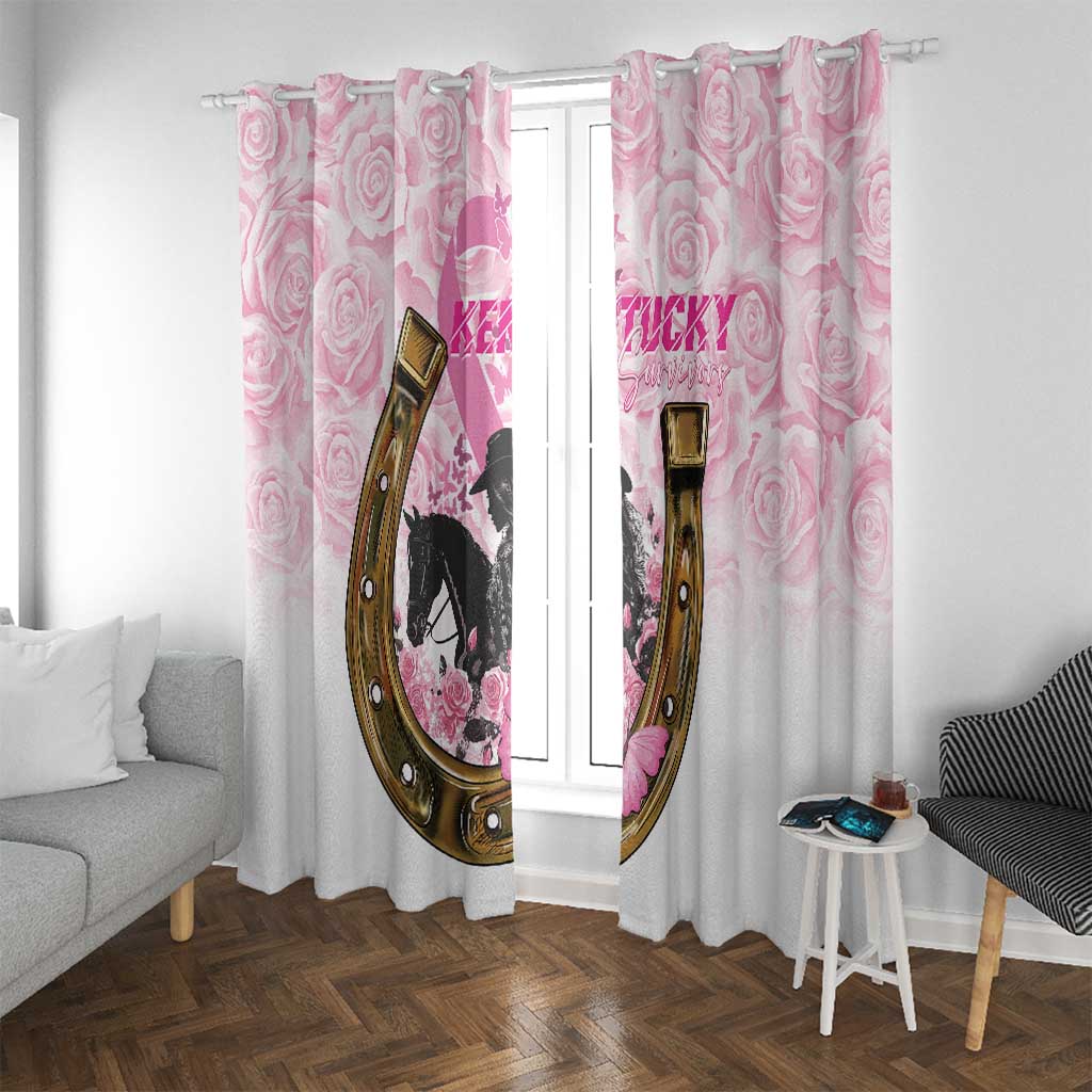Kentucky Survivors Window Curtain Horse Derby Lady Pink Roses